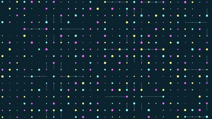 Rainbow dots pattern with lines
