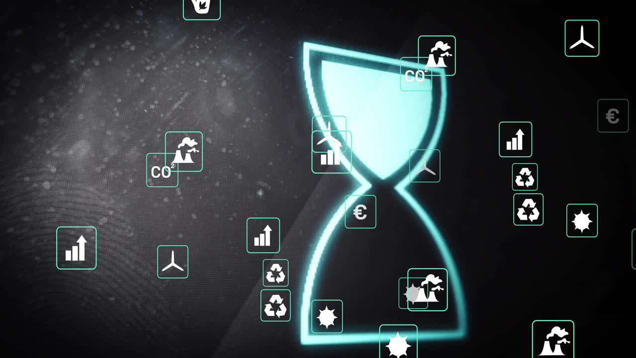 데이터 처리 및 모래시계를 통해 미디어 아이콘의 애니메이션