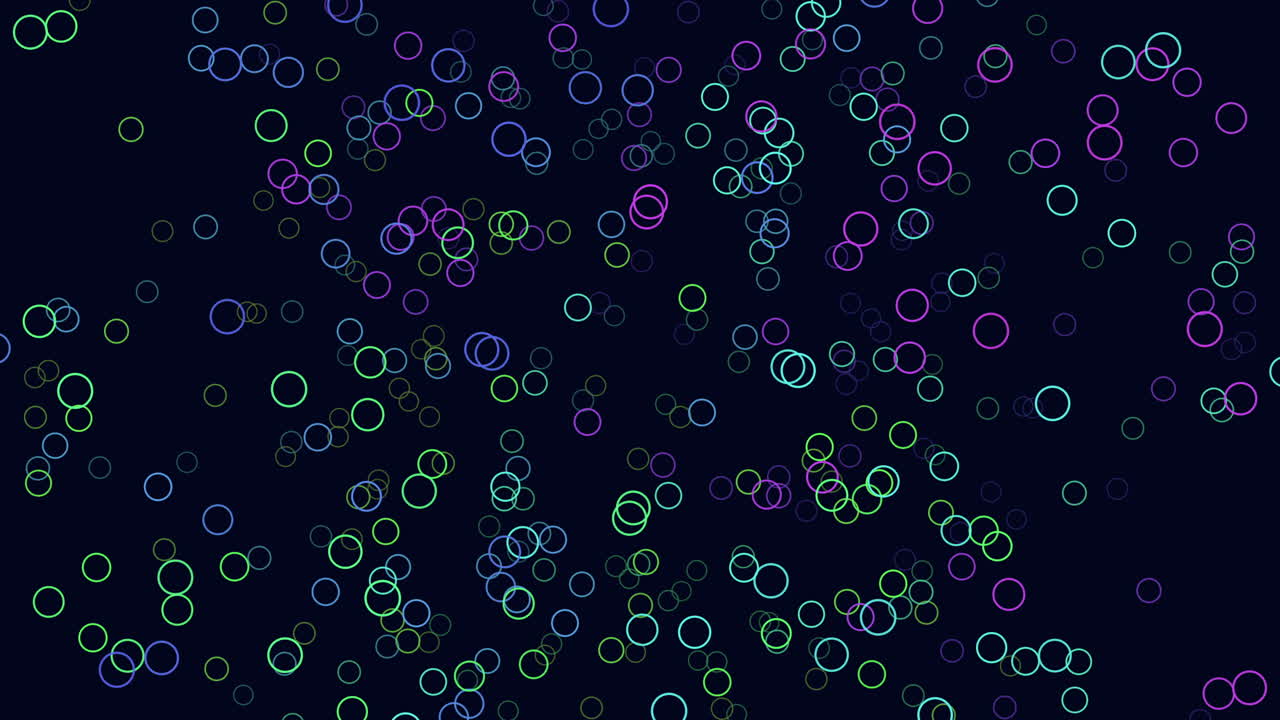 Vibrant dots suspended in space on a black background