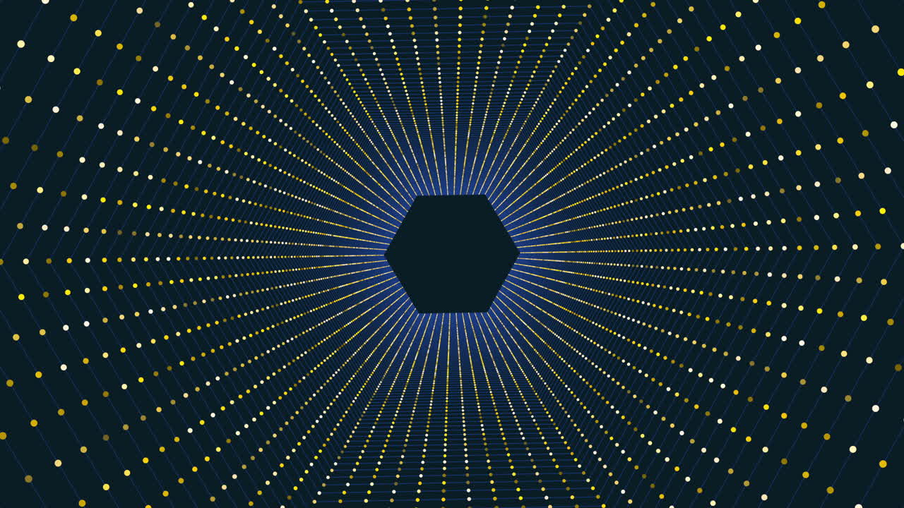 Hexagon in a sea of dots intricate geometric design with green and blue motifs