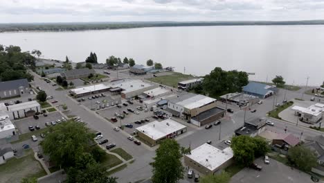 lake city, michigan downtown with drone video moving in a circle