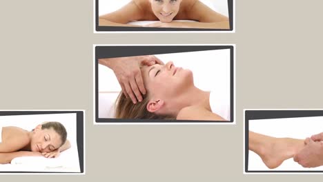 montage of a woman relaxing