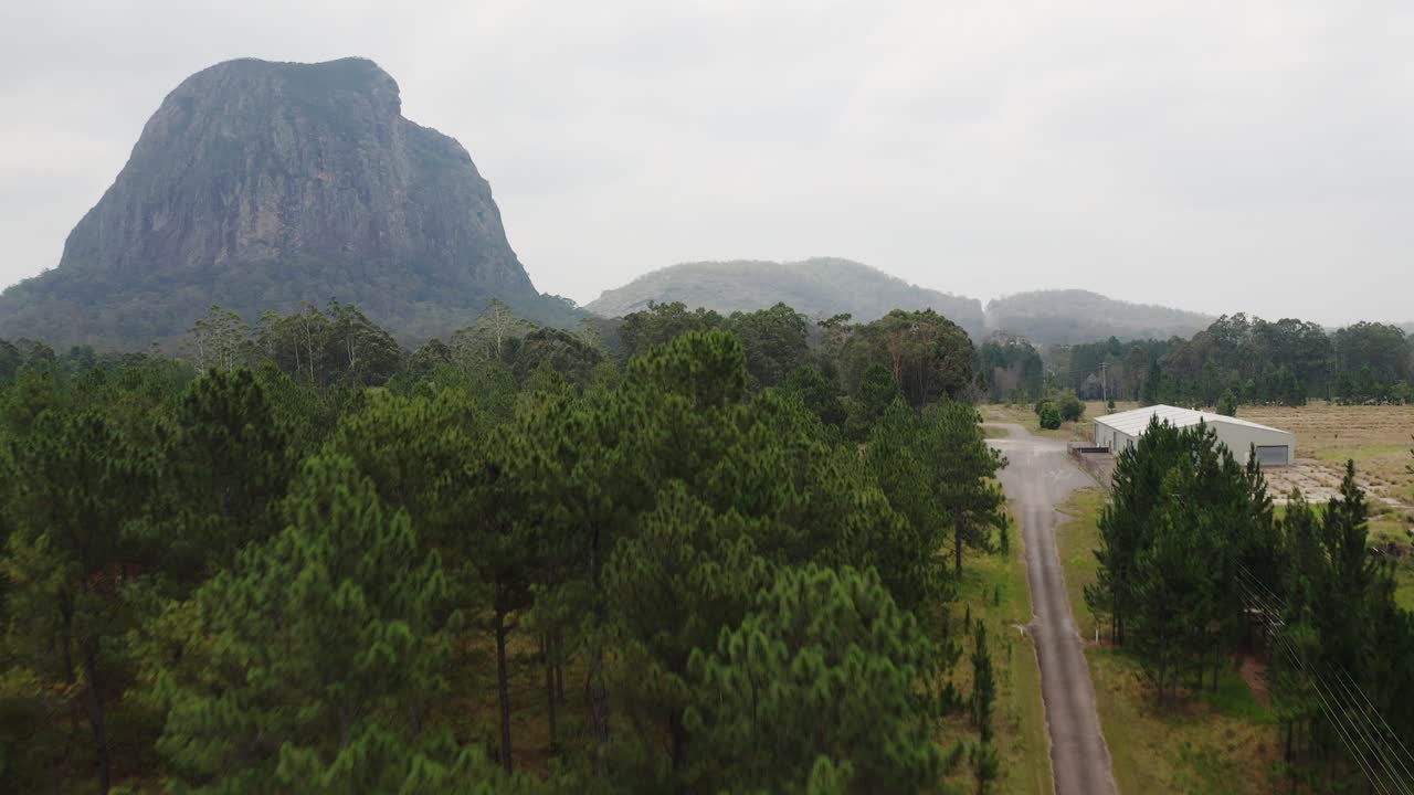 carretera rural en un denso bosque en las montañas de la casa de cristal, región de la costa del sol, queensland, australia