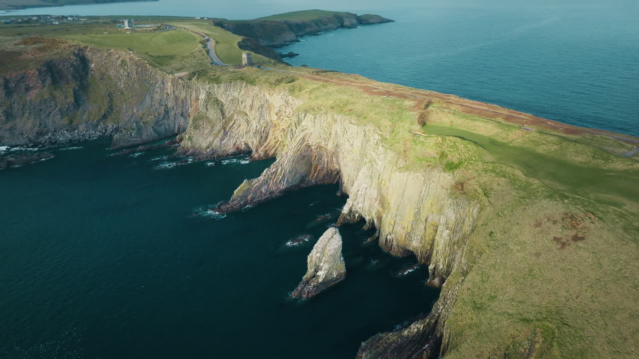 Drone shot of Old Head of Kinsale cliffs, County Cork, Ireland 04