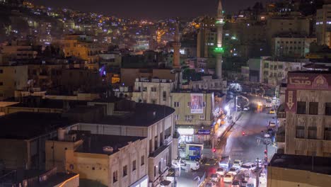 Lapso-De-Tiempo-De-Noche-De-ángulo-Alto-Del-Centro-De-Amman-Jordan-1