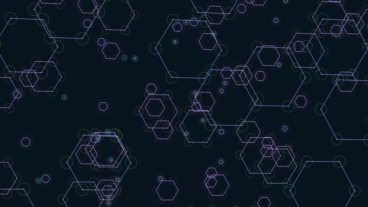 Hexagonal color grid vibrant shapes floating in space