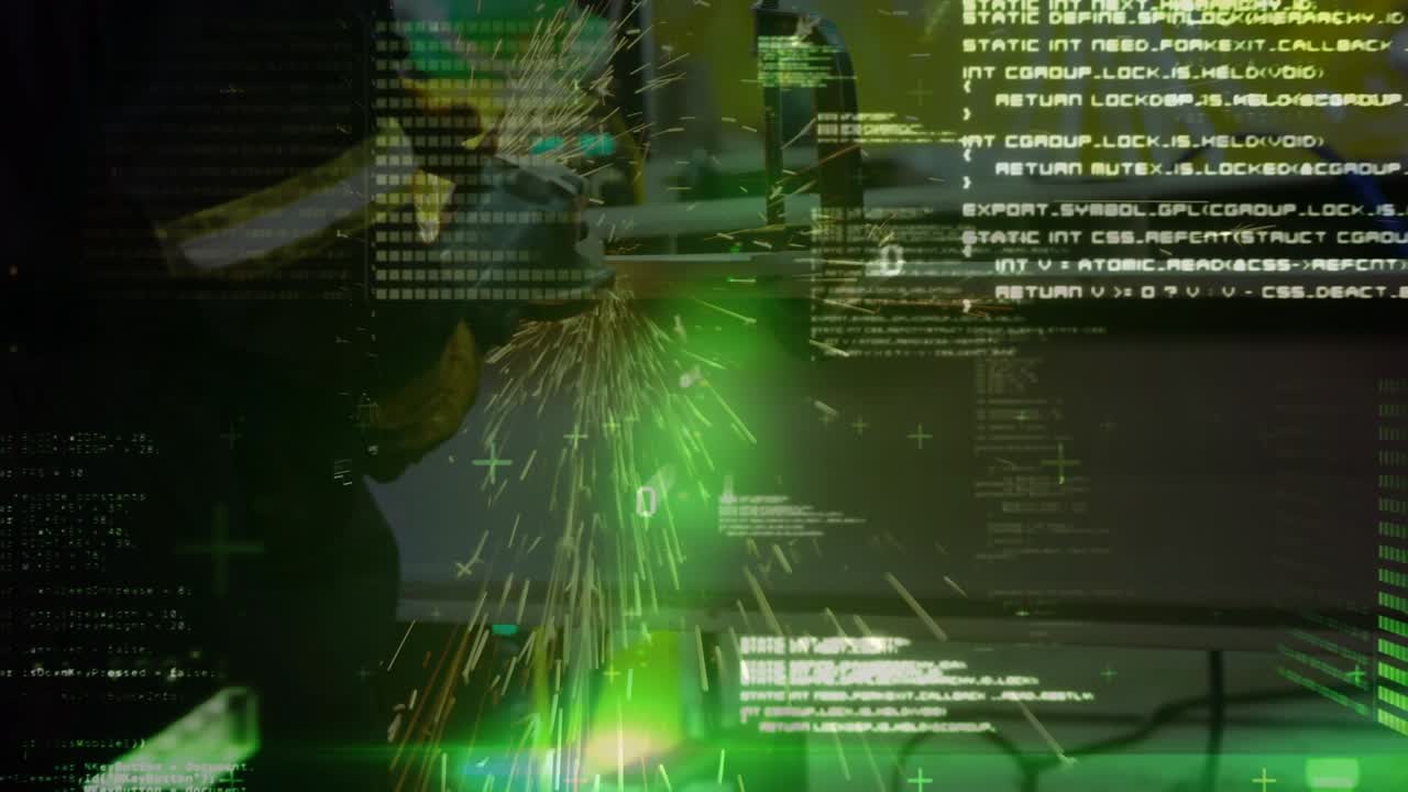 Animation of data processing over mechanic