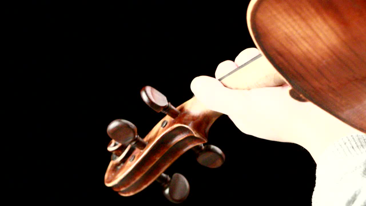 바이올리니스트가 연주하는 - 그녀의 손의 클로즈업
