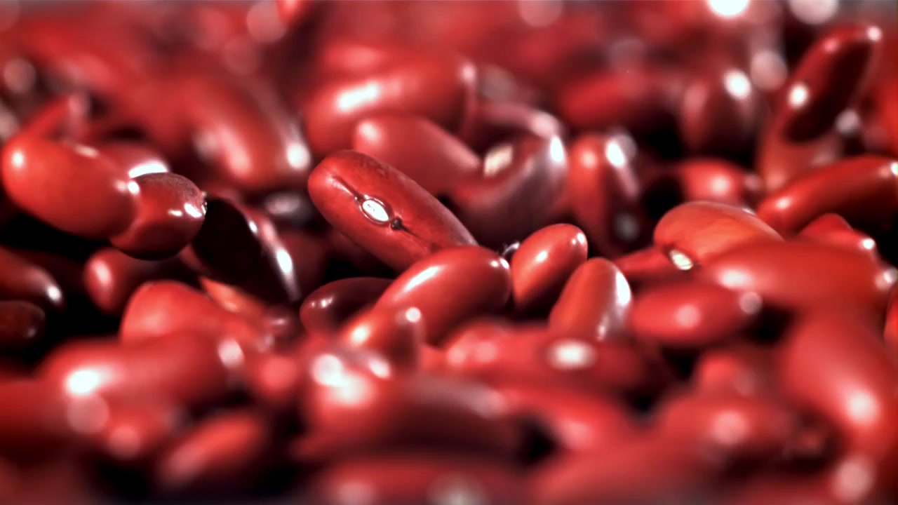 Red Kidney Beans Falling in Slow Motion
