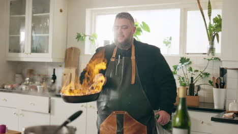 chef cooking with flames