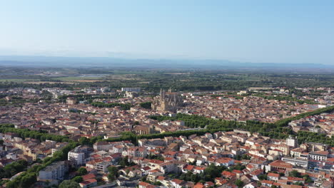 large aerial view of narbonne city canal du midi aude river canal de la robine