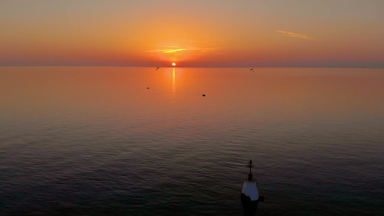 Golden Hour Peaceful Sunset of Adriatic Sea Aerial View