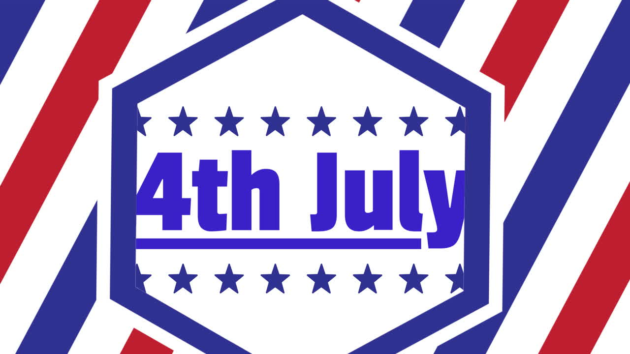 Animation of 4th july text over colours of american flag