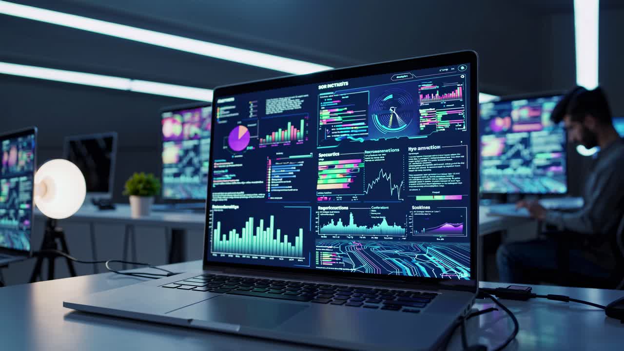 equipo de análisis de datos por la noche