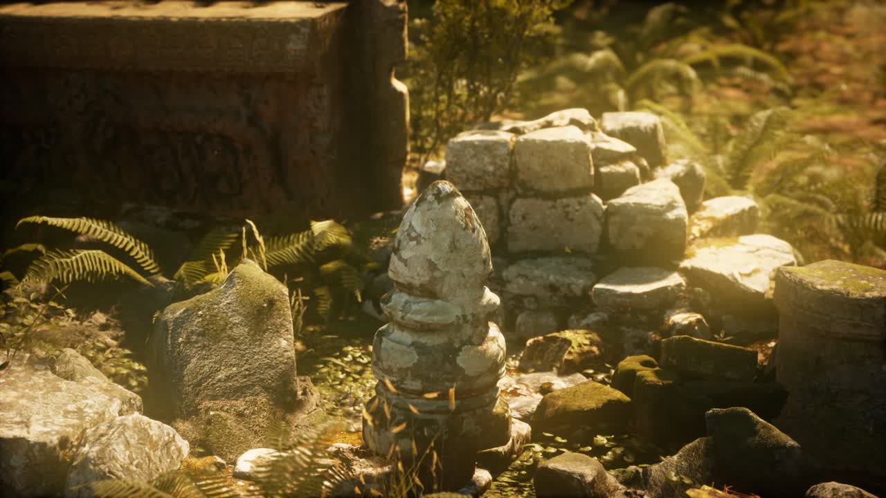 소나무 숲 에 있는 고대 도시 의  ⁇ 은 폐허