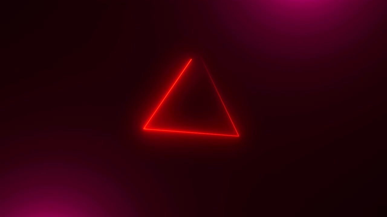 muchos triángulos de neón en el espacio, telón de fondo generado por computadora abstracta
