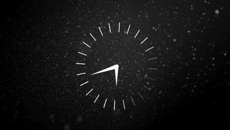 animación de un reloj que se mueve sobre el polvo sobre fondo negro