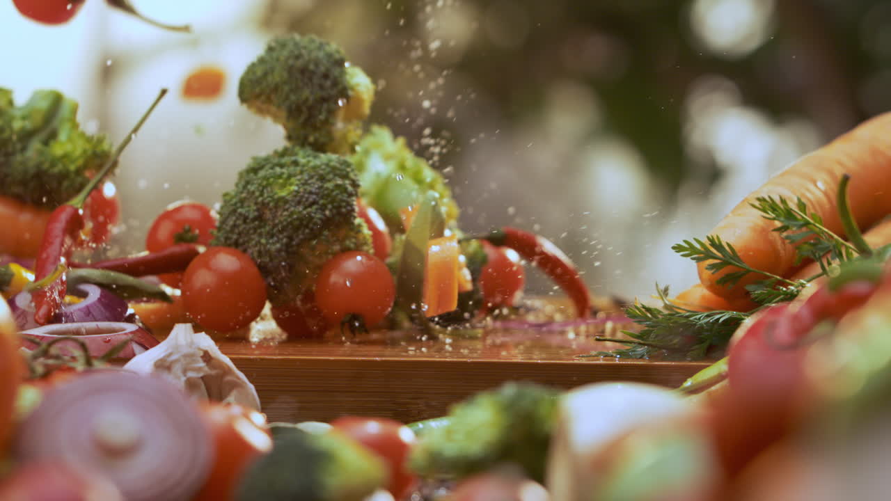 다채로운 채소 혼합물을 준비하는 것