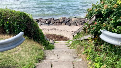 steps down to the beach floor