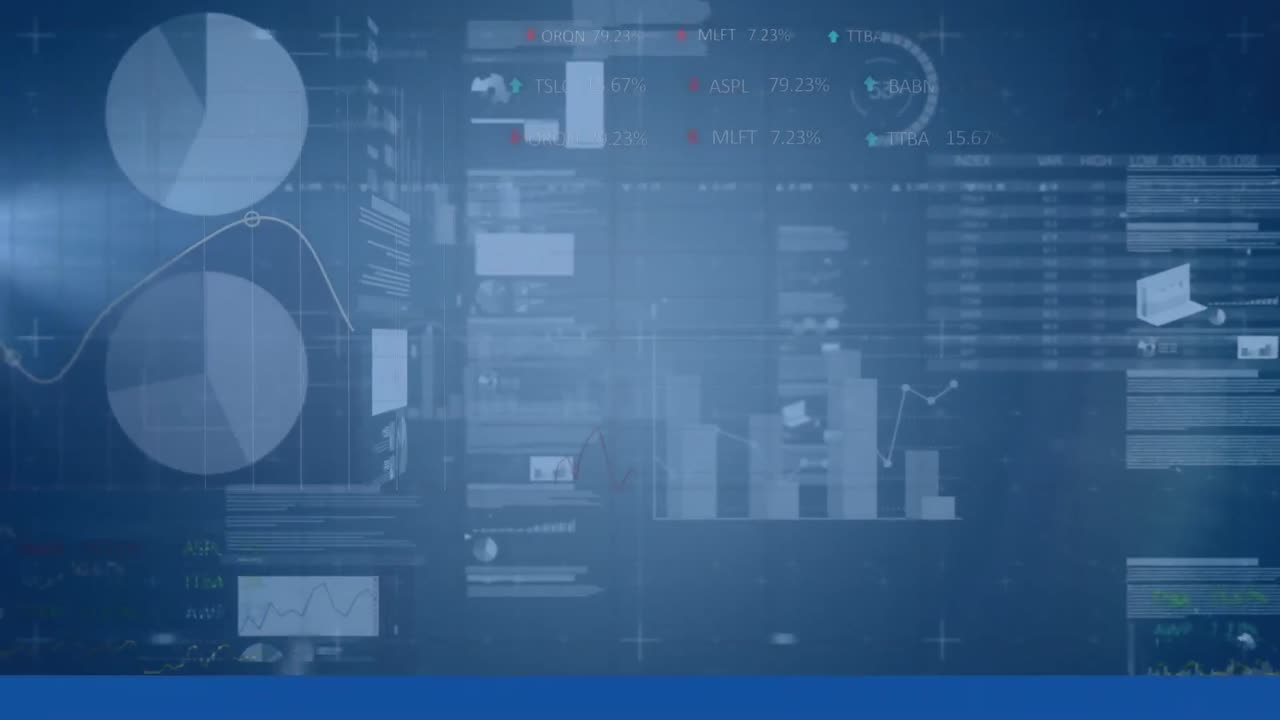 animación del procesamiento de datos financieros y el registro estadístico