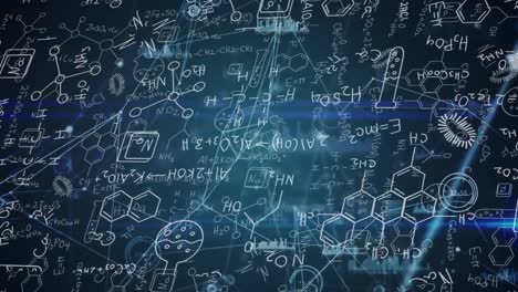 animation of chemical formulas over black background