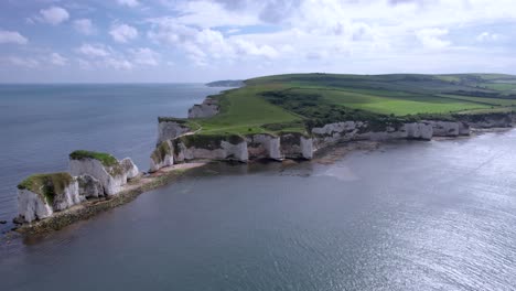 the drone aerial footage of old harry rocks.