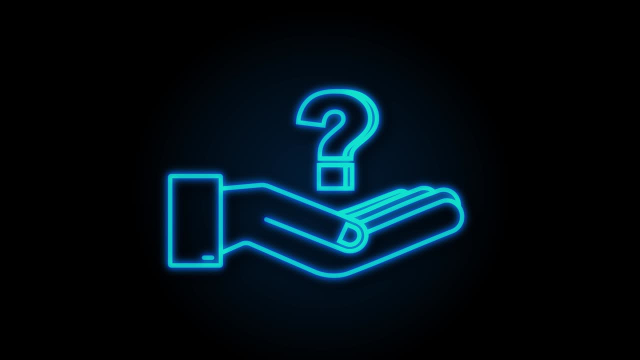 el signo de interrogación en las manos para el diseño conceptual. tecnología gráfica de movimiento.