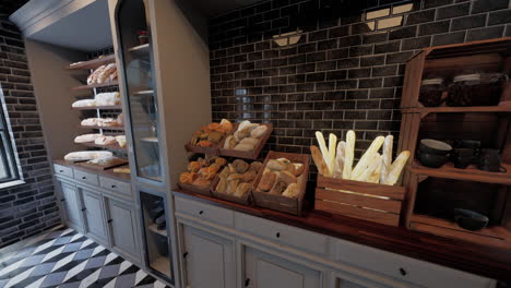 interior of a bakery with fresh bread and pastries