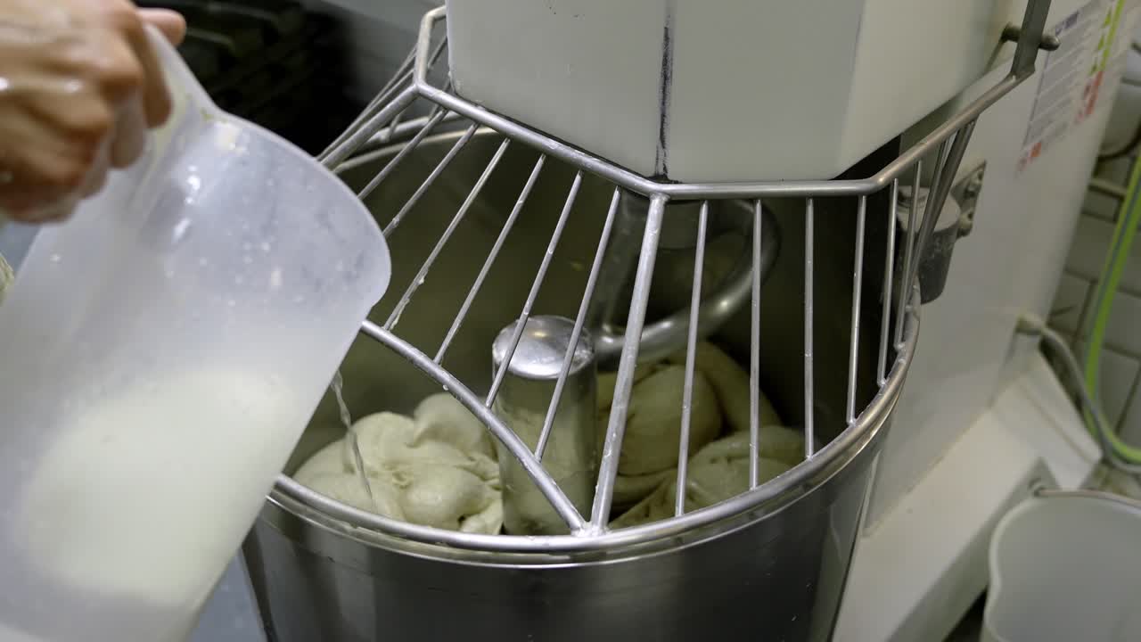 Mixing dough in an industrial mixer