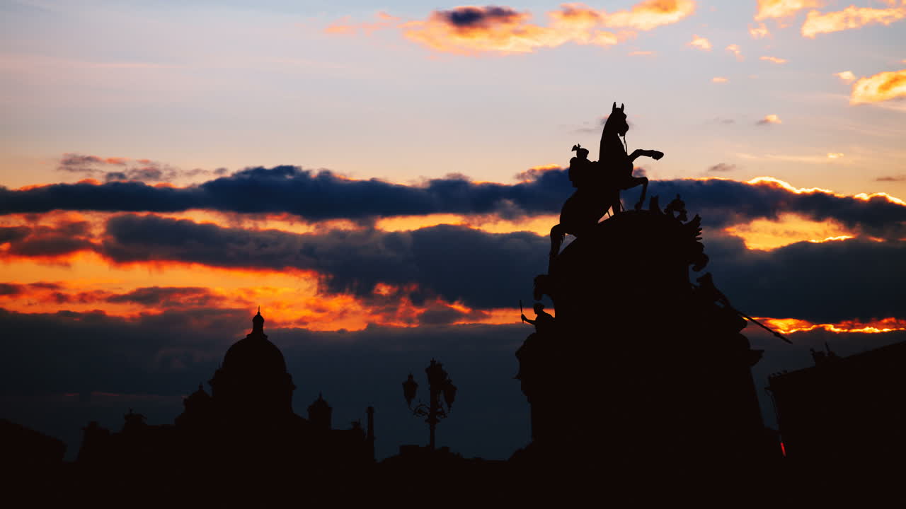 Sunset Silhouette of a Monument