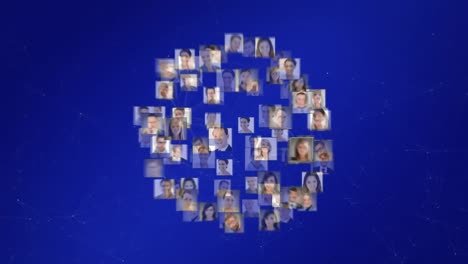animación de personas iconos sobre formas