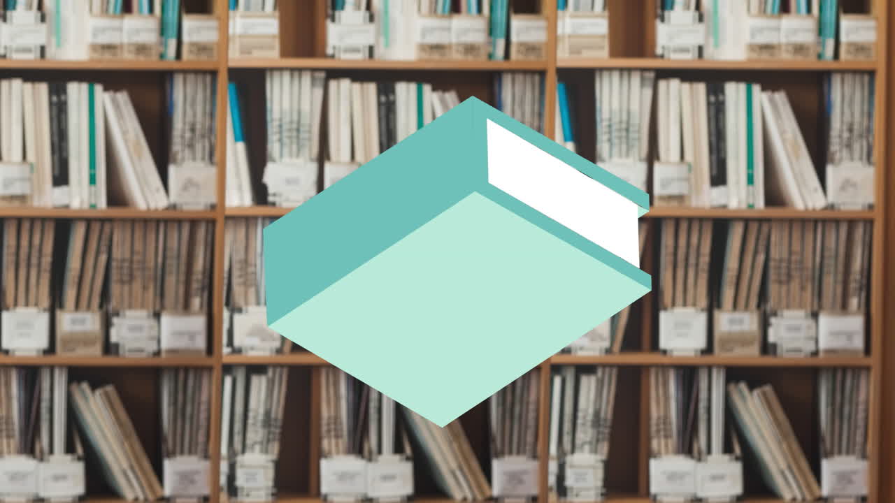 도서관 위에 있는 학교 물건 아이콘의 애니메이션