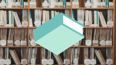 animación de los iconos de los artículos escolares sobre la biblioteca