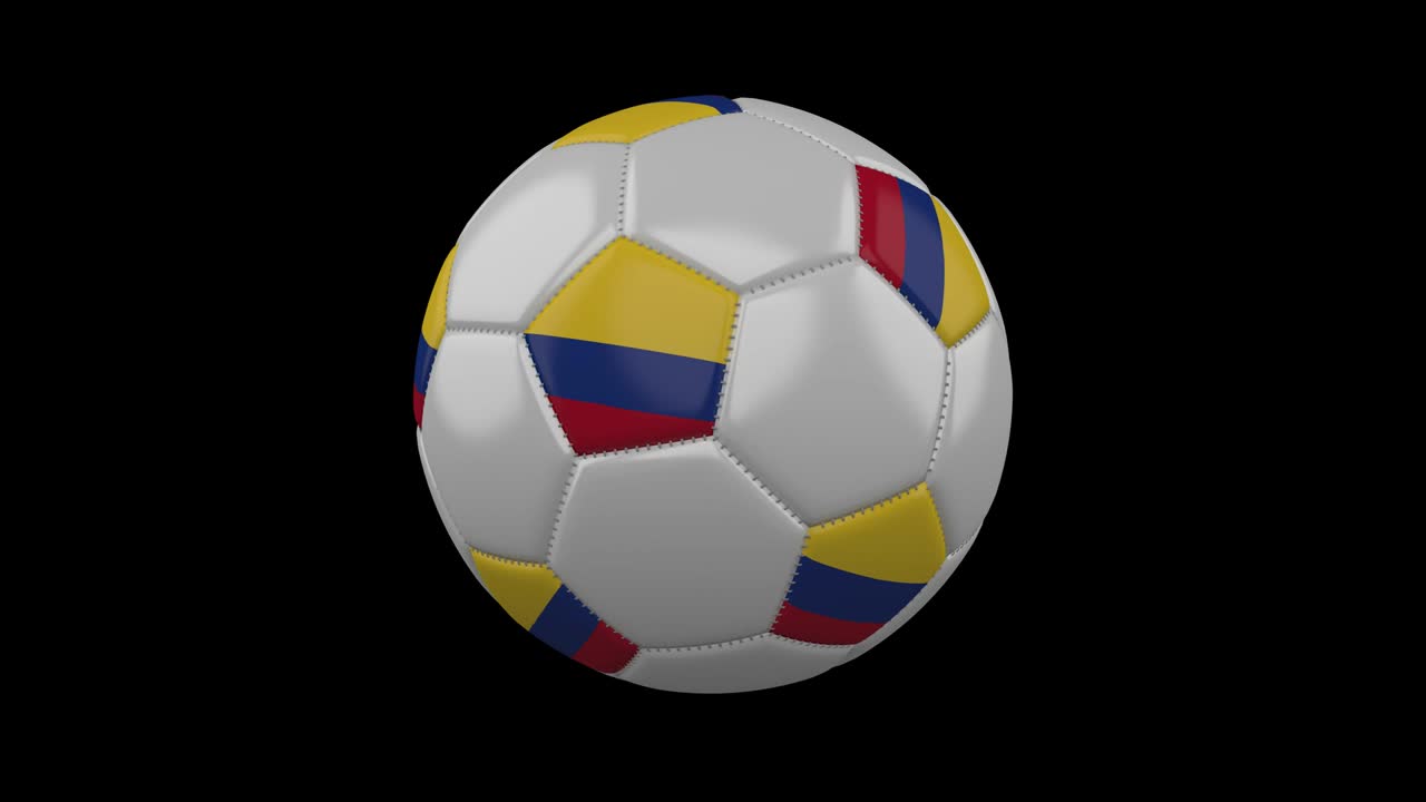 pelota de fútbol con bandera de colombia, bucle, 4k alfa