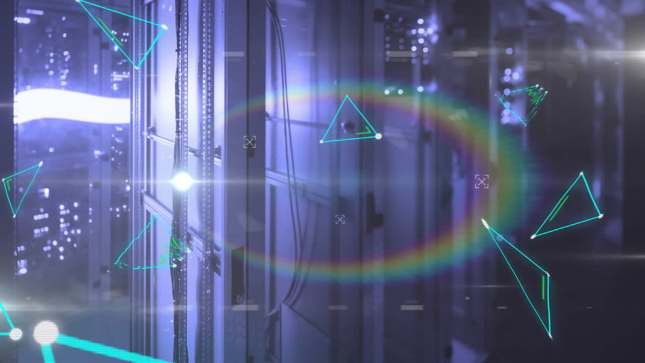 컴퓨터 서버를 통해 디지털 데이터 처리의 애니메이션