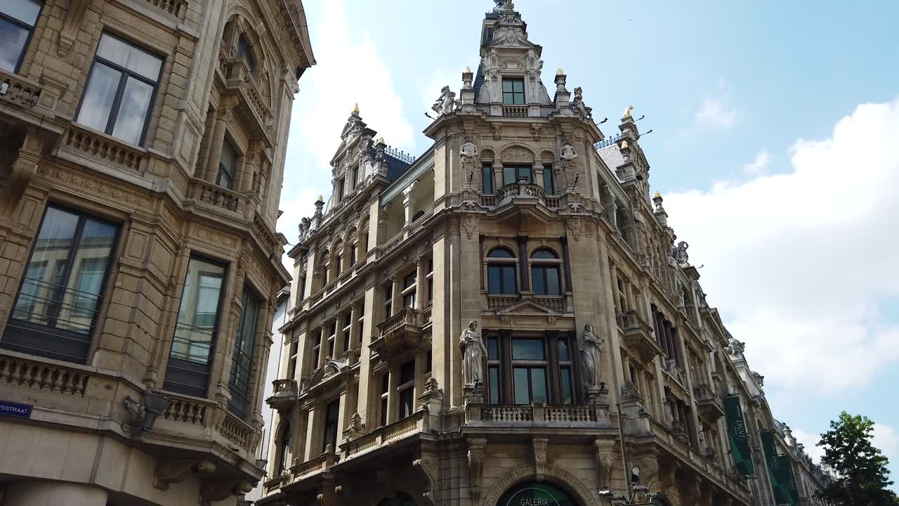 Buildings on the Meir Shopping Street in Antwerp, Belgium