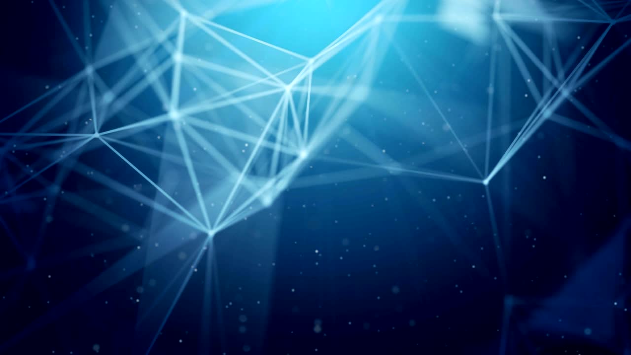 Blue Abstract Moving digital medical science plexus chain with glowing impulses research. For visuals, biology, biotechnology, chemistry, science, Medicine, cosmetics. Seamless Loop Animation