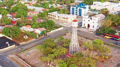 Church-and-clock-tower-at-San-Fernando-de-Montecristi-in-Dominican-Republic