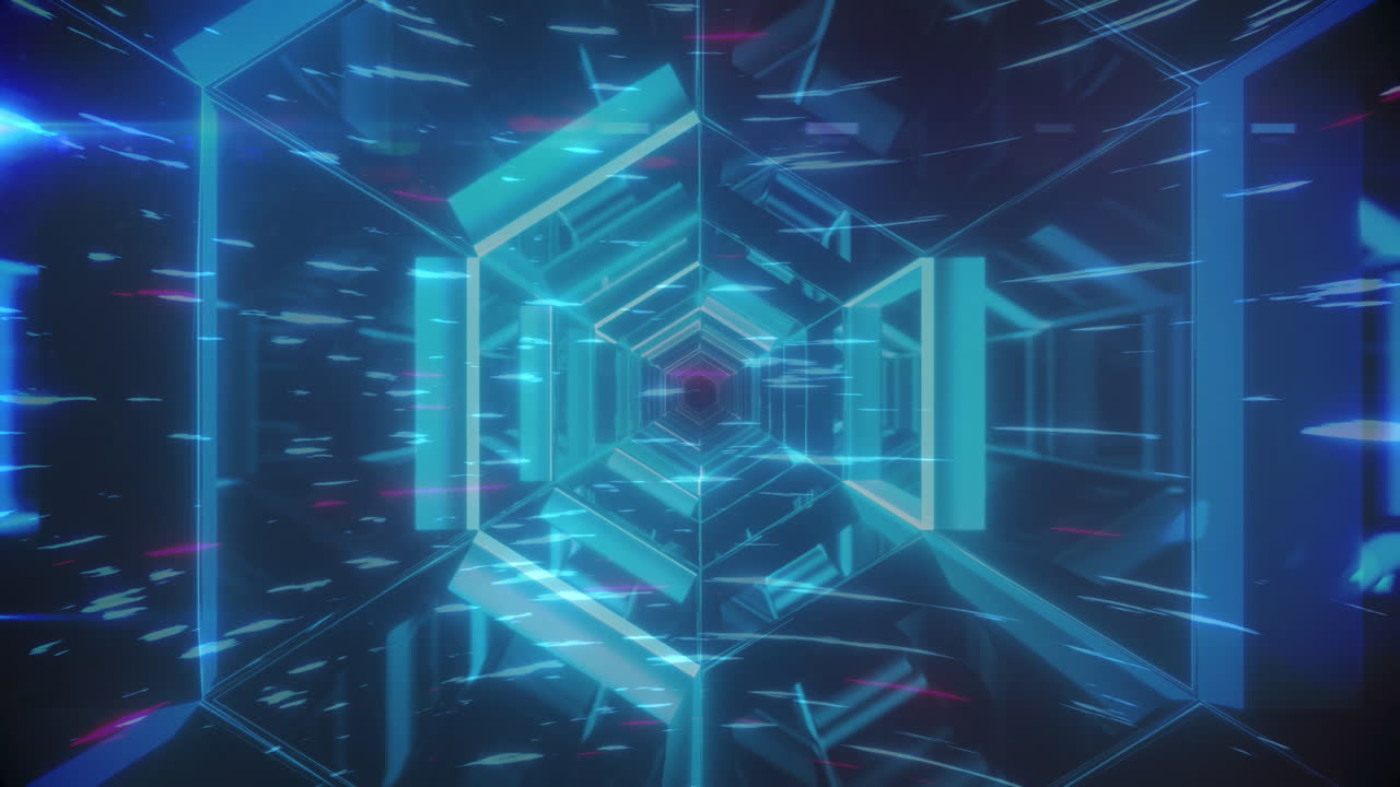 Animation of light trails over digital tunnel