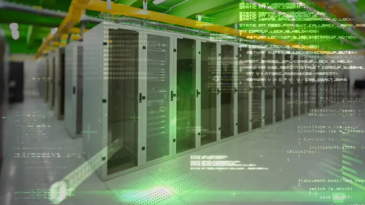 sala de servidores con código digital