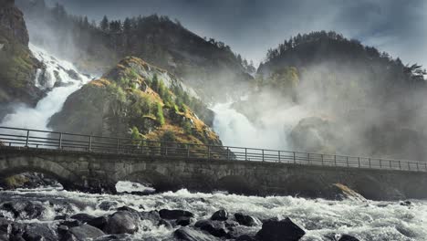 an overflowing latefossen waterfall