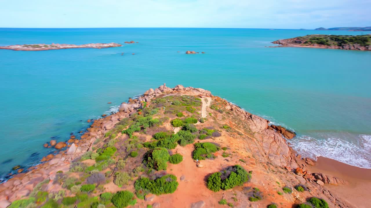 Aerial view of seascape along the vast beach on the South Coast during summer