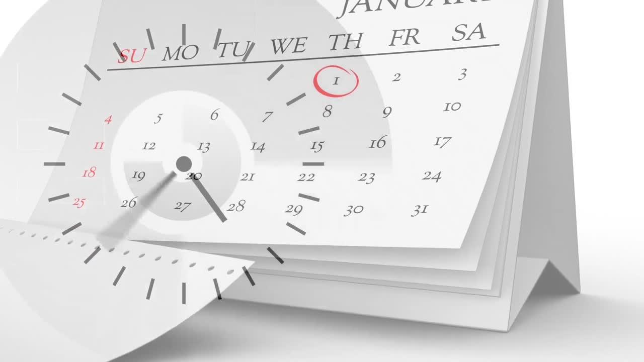 animación del reloj sobre el calendario