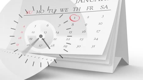 animación del reloj sobre el calendario