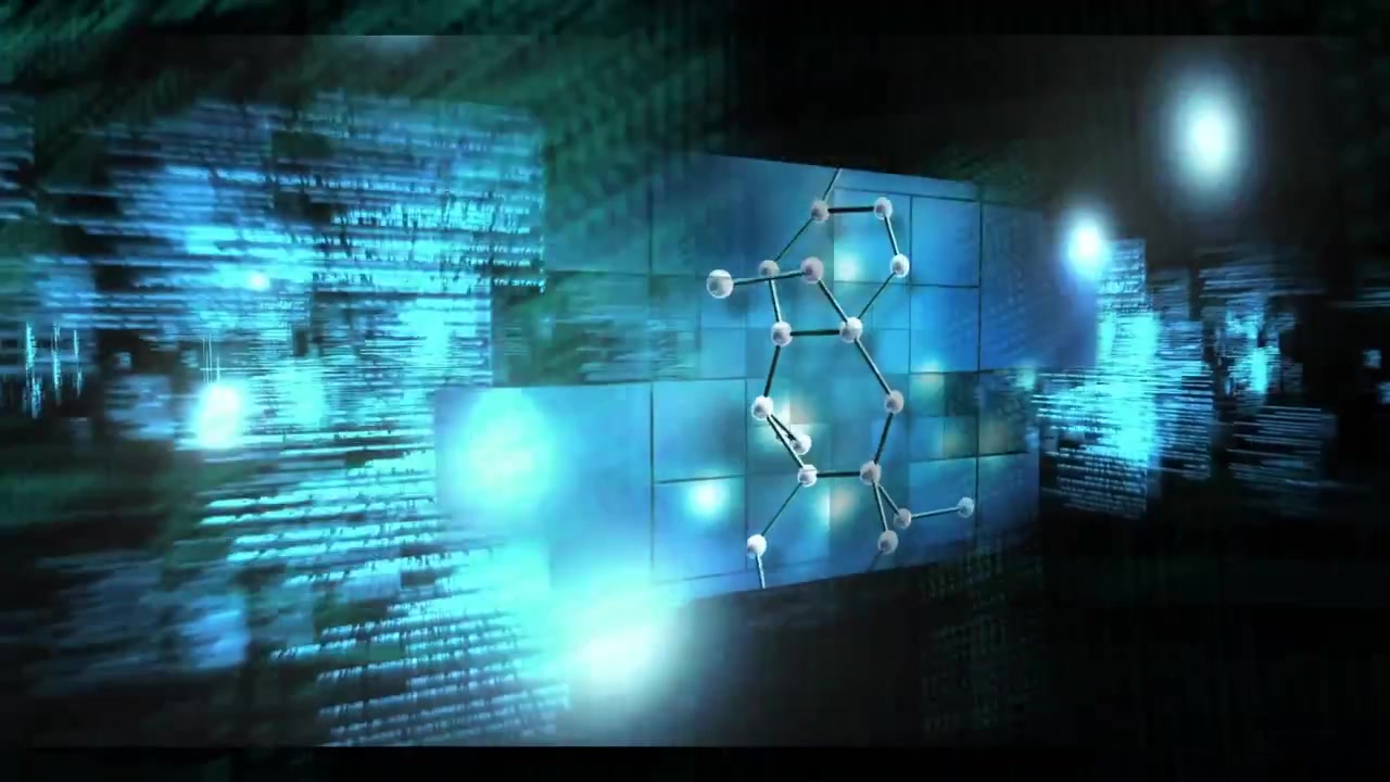 Animación del procesamiento de datos sobre fondo negro
