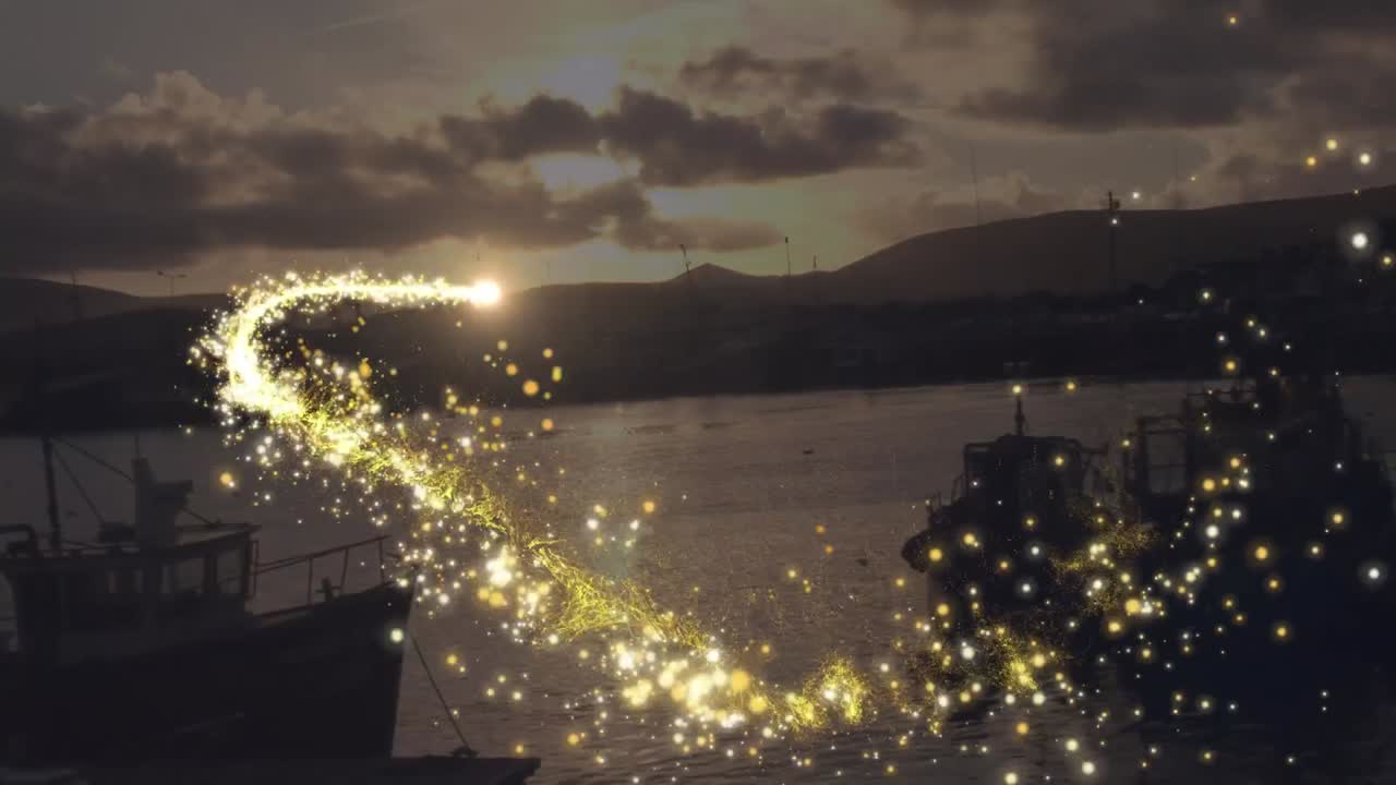 animación del rastro de luz sobre el paisaje urbano