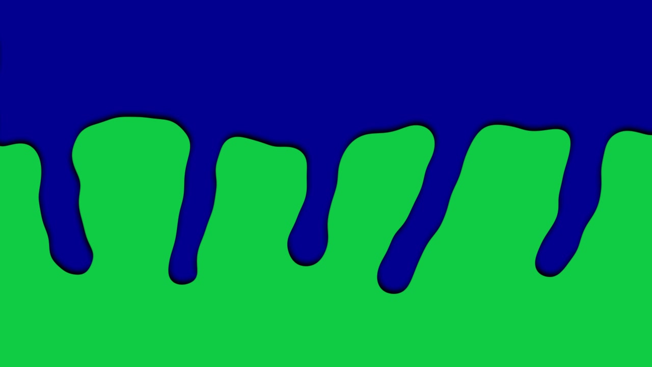 Zeitlupenaufnahmen von fließenden Flüssigkeitslinien oder tropfenden Blutstropfen auf Greenscreen-Hintergrund mit Alphakanal-Key. 3D-Animation und dynamische Motion Graphics für visuelle Effekte im Digitaldesign in Marineblau.