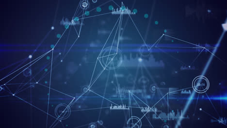 animación de una red brillante de conexiones y procesamiento de información en azul oscuro