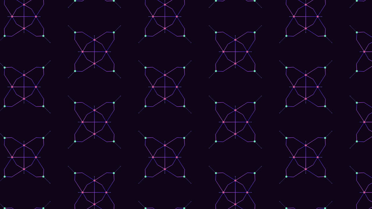 Abstract neon network pattern background with glowing nodes and lines animation