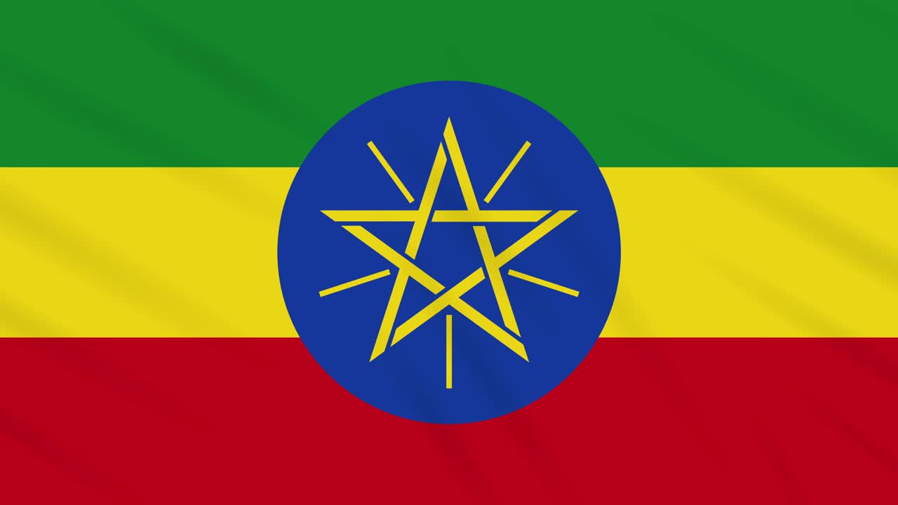 Bandiera dell'Etiopia su sfondo in tessuto sventolante, loop